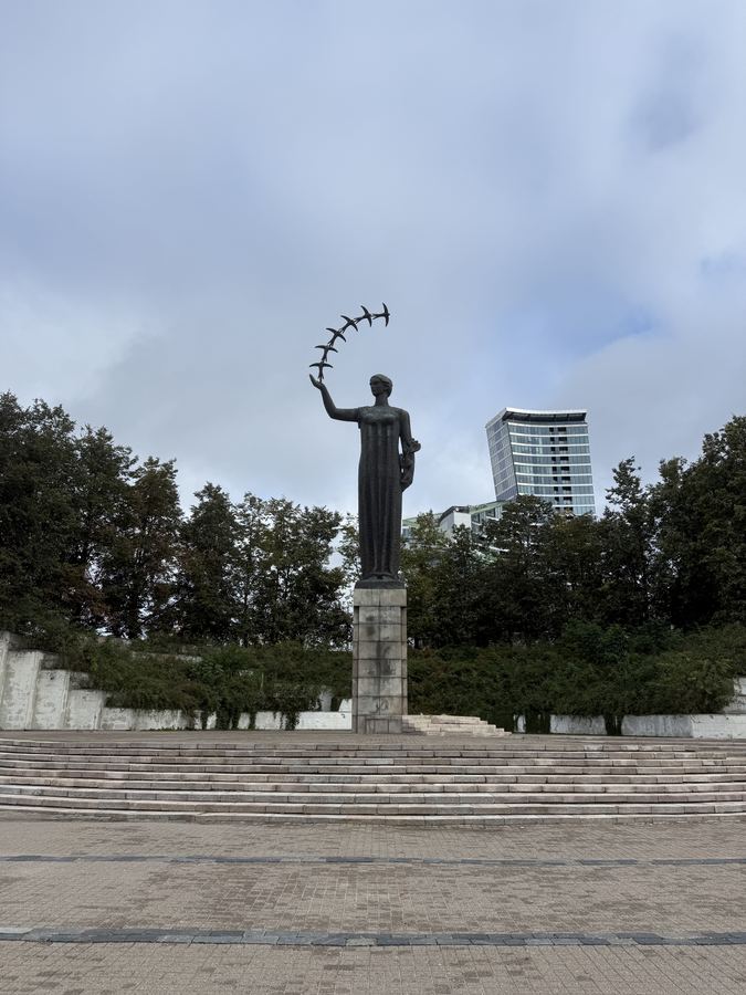 Woman with Birds — Soviet Monumental Sculpture, Vilnius
